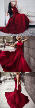 Burgundy Prom Dresses A-line Halter Ruffles Long Sexy Prom Dress/Evening Dress JKL208