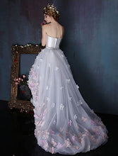 High-Low Prom Dresses Strapless A-line Hand-Made Flower Long Prom Dress/Evening Dress JKL220