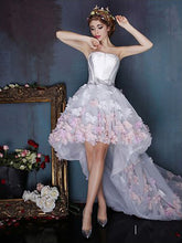 High-Low Prom Dresses Strapless A-line Hand-Made Flower Long Prom Dress/Evening Dress JKL220