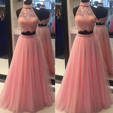 Beautiful Two Piece Prom Dresses High Neck Long Sexy Prom Dress/Evening Dress JKL221