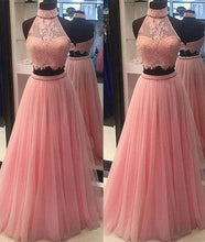 Beautiful Two Piece Prom Dresses High Neck Long Sexy Prom Dress/Evening Dress JKL221