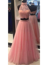 Beautiful Two Piece Prom Dresses High Neck Long Sexy Prom Dress/Evening Dress JKL221