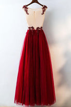 Chic Burgundy Prom Dresses Rhinestone Scoop Floor-length Lace Prom Dress/Evening Dress JKL223