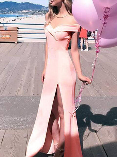 Long Prom Dress Sheath/Column Floor-length Pink Black Prom Dress/Evening Dress JKL228