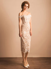 Chic Prom Dresses Sheath/Column Off-the-shoulder Long Lace Prom Dress/Evening Dress JKL230