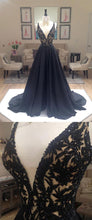 Black Prom Dresses V-neck Sweep/Brush Train Taffeta Long Prom Dress/Evening Dress JKL231