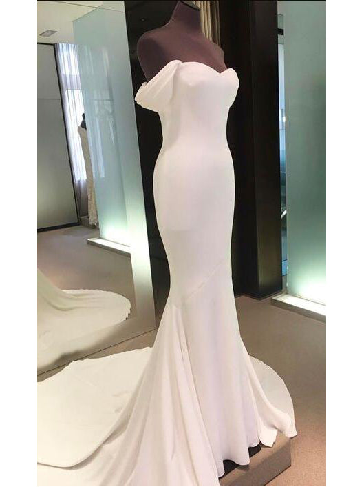 Ivory Prom Dresses Off-the-shoulder Sheath/Column Sexy Prom Dress/Evening Dress JKL232