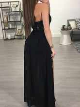 Long Black Prom Dresses A-line Halter Floor-length Chic Prom Dress/Evening Dress JKL236