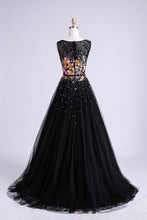 Black Prom Dresses Sexy Scoop Floor-length Hand-Made Flower Long Prom Dress/Evening Dress JKL240