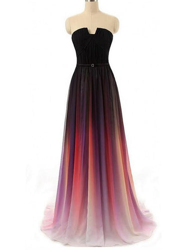 Beautiful Ombre Prom Dresses A-line Short Train Long Prom Dress/Evening Dress JKL241