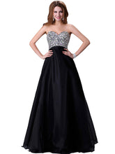 Sexy Black Prom Dresses Rhinestone A-line Lace-up Floor-length Prom Dress/Evening Dress JKL242