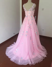 Chic Prom Dresses A-line Short Train Scoop Pink Prom Dress/Evening Dress JKL249