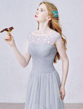 Chic Prom Dresses A-line Floor-length Silver Long Prom Dress/Evening Dress JKL255