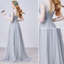 Chic Prom Dresses A-line Floor-length Silver Long Prom Dress/Evening Dress JKL255