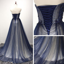 Sexy Prom Dresses Strapless Floor-length Dark Navy Prom Dress/Evening Dress JKL257