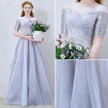 Chic Prom Dresses Scoop A-line Floor-length Silver Organza Prom Dress/Evening Dress JKL258