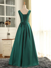 Cheap Prom Dresses Sexy Scoop Dark Green Satin Long Prom Dress/Evening Dress JKL259