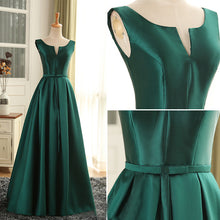 Cheap Prom Dresses Sexy Scoop Dark Green Satin Long Prom Dress/Evening Dress JKL259