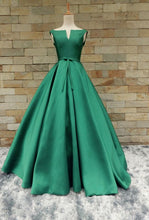 Cheap Prom Dresses Sexy Scoop Dark Green Satin Long Prom Dress/Evening Dress JKL259