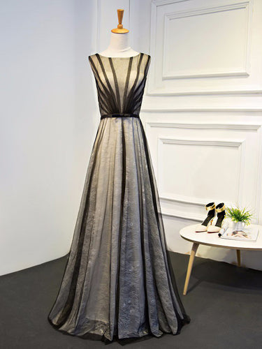Black Prom Dresses A-line Floor-length Ivory Lace Prom Dress/Evening Dress JKL260