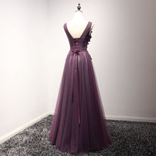 Chic Prom Dresses Appliques V-neck Lace-up Floor-length Prom Dress/Evening Dress JKL261