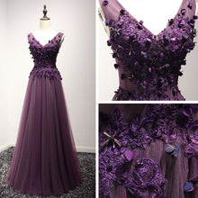 Chic Prom Dresses Appliques V-neck Lace-up Floor-length Prom Dress/Evening Dress JKL261