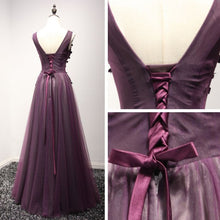 Chic Prom Dresses Appliques V-neck Lace-up Floor-length Prom Dress/Evening Dress JKL261