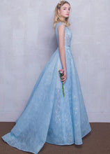 Long Lace Prom Dresses Scoop Appliques Baby Blue Prom Dress/Evening Dress JKL262