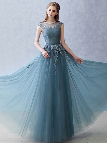 Beautiful Prom Dresses Scoop Appliques Long Sexy Prom Dress/Evening Dress JKL263