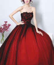 Black Prom Dress Ball Gown Appliques Sweep/Brush Train Sexy Burgundy Prom Dress/Evening Dress JKL266