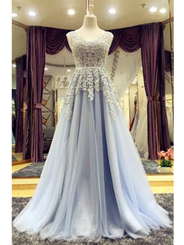 Beautiful Prom Dresses V-neck Lace-up Floor-length Chic Prom Dress/Evening Dress JKL271