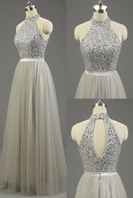 Long Prom Dresses High Neck Floor-length Tulle Prom Dress/Evening Dress JKL272