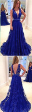Sexy Prom Dresses V-neck Sweep/Brush Train Royal Blue Prom Dress/Evening Dress JKL278