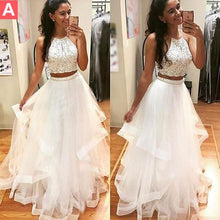 Two Piece Prom Dresses A-line Halter Floor-length Hunter Green Prom Dress/Evening Dress JKL279