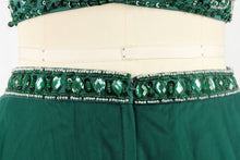 Two Piece Prom Dresses A-line Halter Floor-length Hunter Green Prom Dress/Evening Dress JKL279