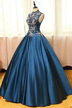 Chic Prom Dresses Appliques High Neck Ball Gown Long Prom Dress/Evening Dress JKL280