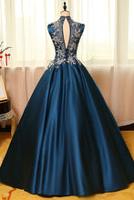 Chic Prom Dresses Appliques High Neck Ball Gown Long Prom Dress/Evening Dress JKL280