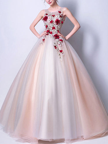 Beautiful Prom Dresses Scoop Floor-length Ball Gown Chic Prom Dress/Evening Dress JKL282
