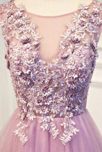 Chic Prom Dresses A-line Scoop Short Train Lilac Prom Dress/Evening Dress JKL287
