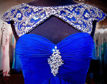 Chic Prom Dresses Bateau Sweep/Brush Train Chiffon Royal Blue Prom Dress/Evening Dress JKL291