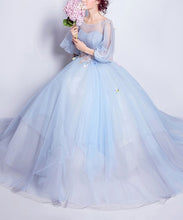 Beautiful Prom Dress Scoop Floor-length Appliques Light Sky Blue Prom Dress/Evening Dress JKL292