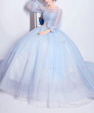 Beautiful Prom Dress Scoop Floor-length Appliques Light Sky Blue Prom Dress/Evening Dress JKL292