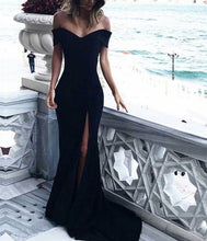 Sexy Prom Dresses Off-the-shoulder Sheath/Column Long Black Prom Dress/Evening Dress JKL300