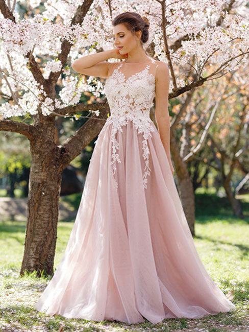 Chic Prom Dresses A-line Sweep/Brush Train Pink Sexy Prom Dress/Evenin –  Anna PromDress