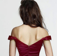 Burgundy Prom Dresses A-line Off-the-shoulder Sexy Long Prom Dress/Evening Dress JKL306