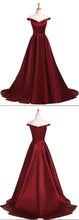 Burgundy Prom Dresses A-line Off-the-shoulder Sexy Long Prom Dress/Evening Dress JKL306