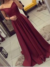 Burgundy Prom Dresses A-line Off-the-shoulder Sexy Long Prom Dress/Evening Dress JKL306
