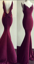 Burgundy Prom Dresses Spaghetti Straps Trumpet/Mermaid Sexy Prom Dress/Evening Dress JKL309