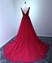 Beautiful Prom Dresses V-neck Sweep/Brush Train Beading Long Prom Dress/Evening Dress JKL310