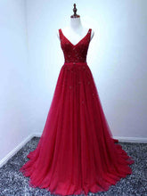 Beautiful Prom Dresses V-neck Sweep/Brush Train Beading Long Prom Dress/Evening Dress JKL310